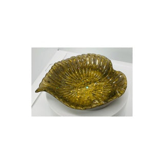 Gold Sparkle Leaf Shaped Jewelry Dish