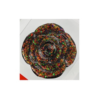 Black Sparkle Flower Shape Jewelry Dish