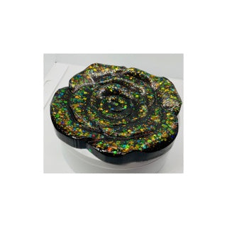 Black Sparkle Flower Shape Jewelry Dish