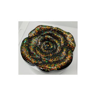 Black Sparkle Flower Shape Jewelry Dish