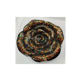 Black Sparkle Flower Shape Jewelry Dish