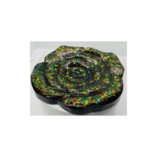 Black Sparkle Flower Shape Jewelry Dish