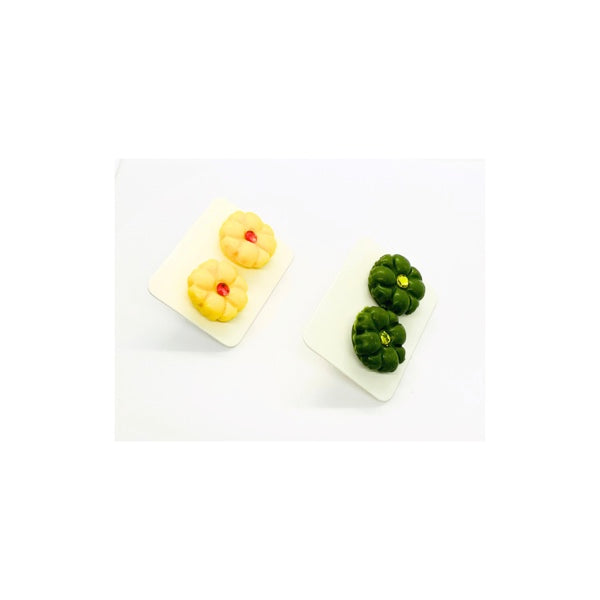 Yellow and Green Flower Stud Earrings
