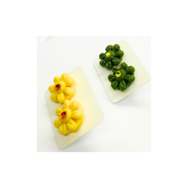 Green and Yellow Flower Stud Earrings
