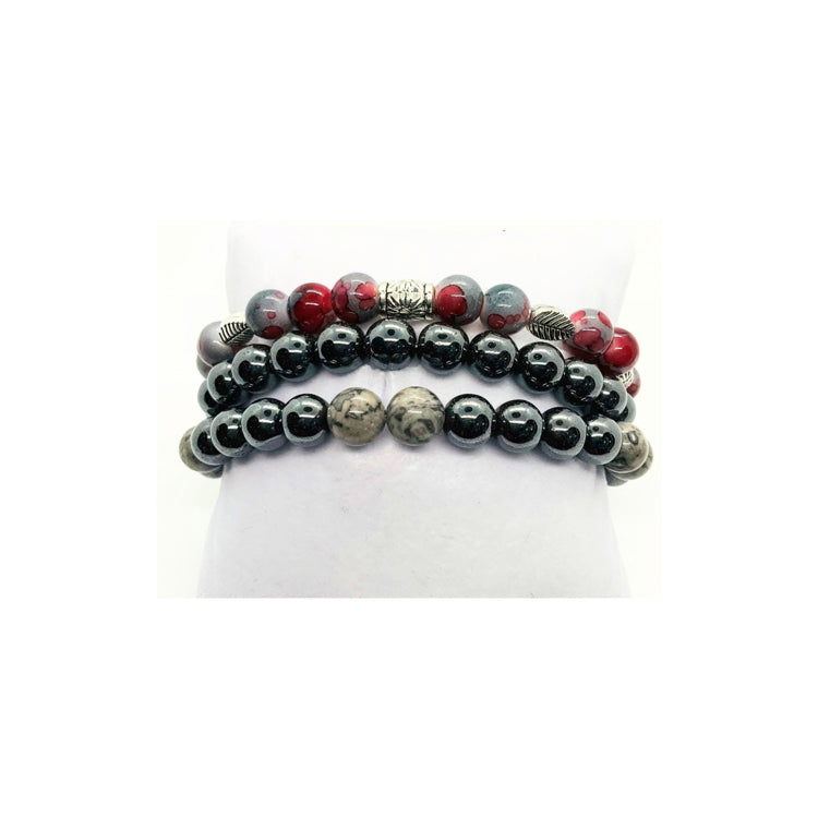 Navajo Black Bead Bracelet Set with Rhinestone Cross