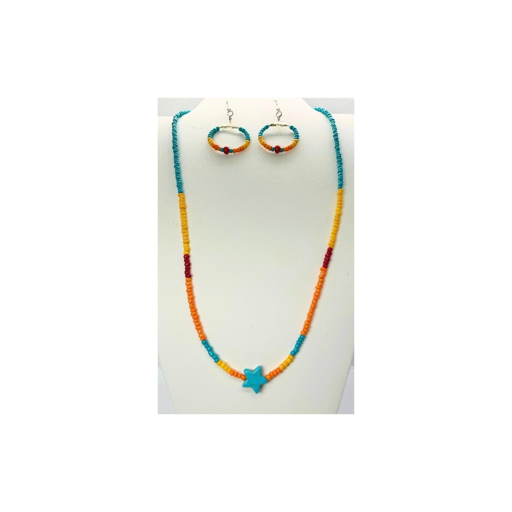 Boho Chic Western Style Beaded Necklace and Earrings