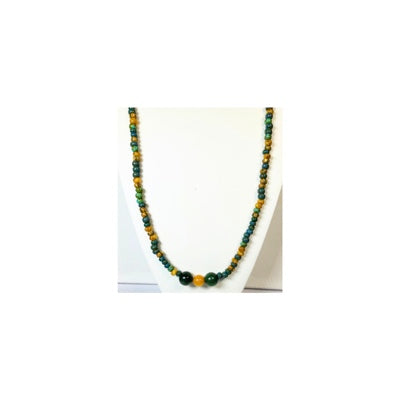 Green and Yellow Seed Bead Necklace