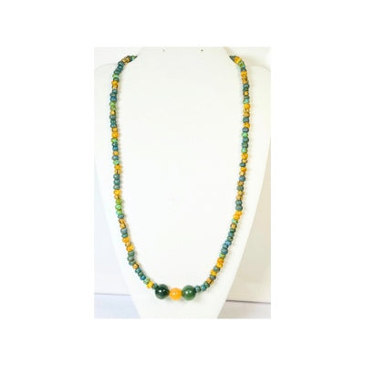 Green and Yellow Seed Bead Necklace