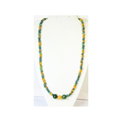 Green and Yellow Seed Bead Necklace