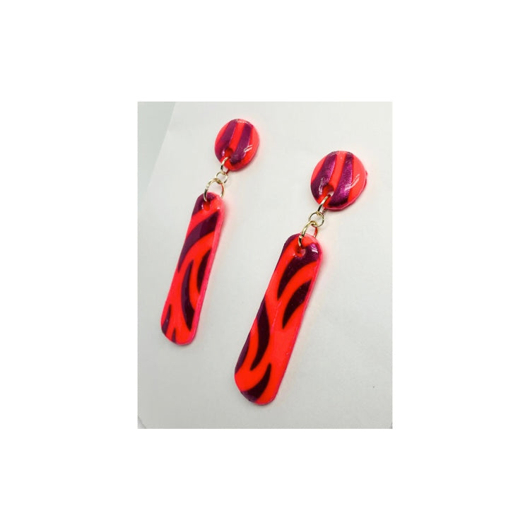 Neon Pink and Purple Dangle Earrings