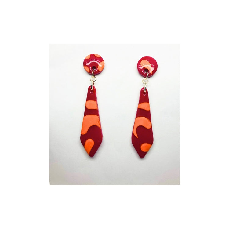 Pink and Orange Stud Dangle Earrings