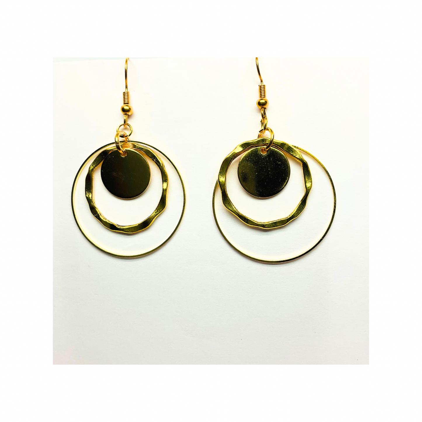 Spot Gold Collection Circle Dangle Earrings for Female - Gold-Tone Circular Design Fashion Jewelry