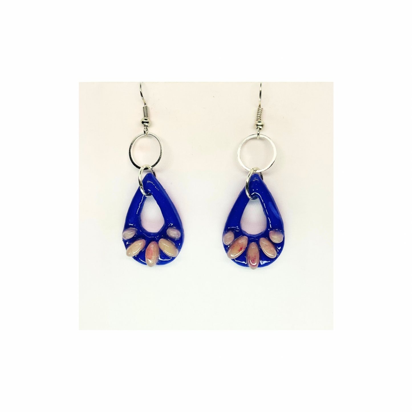 Purple Teardrop with Translucent Layering Dangle Earrings - Unique Design Earrings