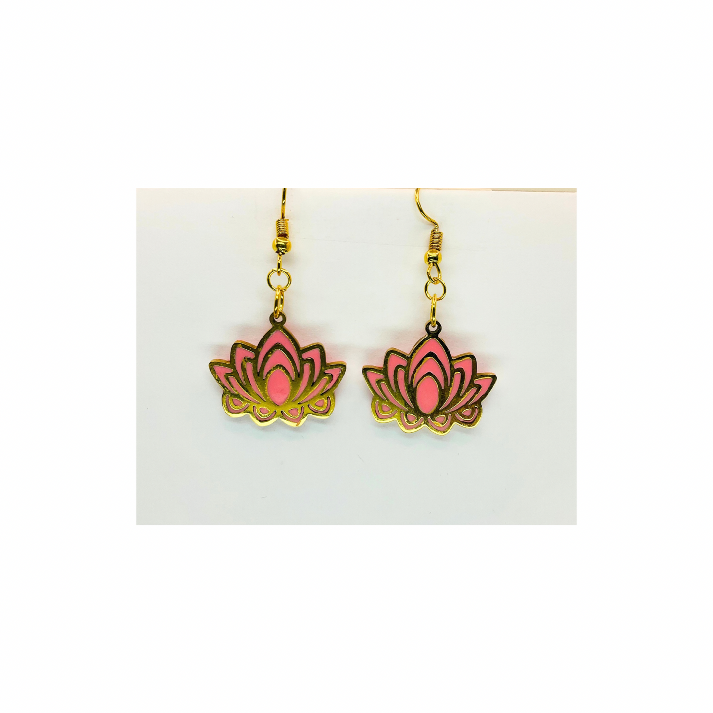 Coral Pink and Gold Flower Dangle Earring-Crafting By BB