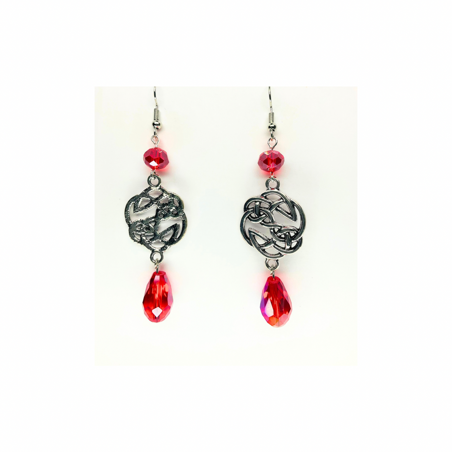 Crystal Chandelier Collection Teardrop Dangle Earrings for Female with Red Beads and Unique Design