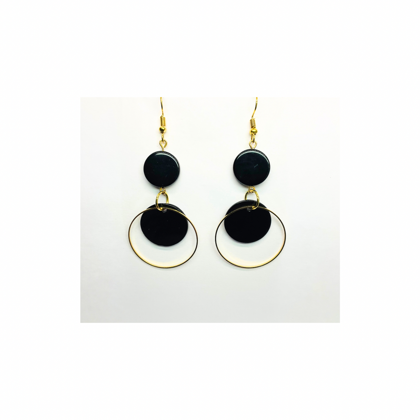 Eclipse Collection Black and Gold Circle Dangle Earring - Elegant & Versatile Fashion Jewelry for Women