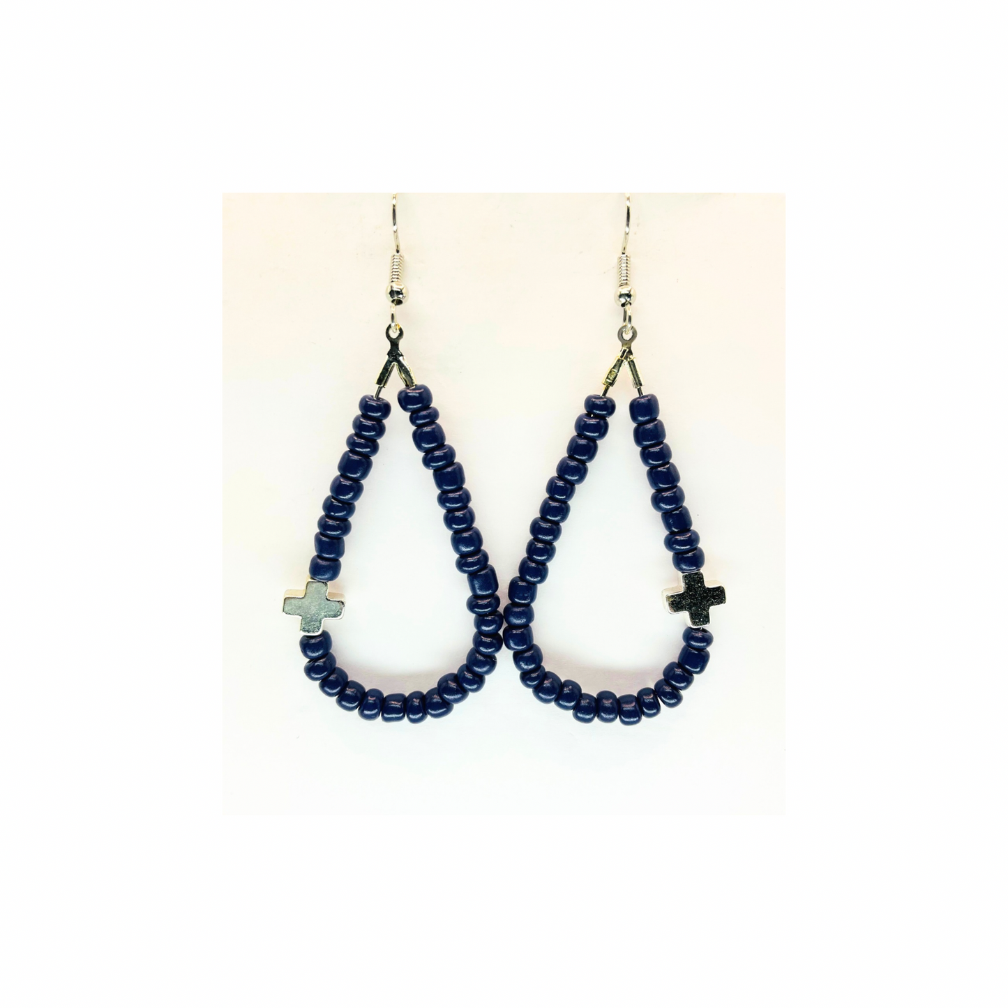 Deep Purple Teardrop Dangle Cross Earring