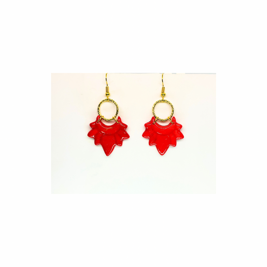 Christmas in July Collection Red with Gold Accents Dangle Earrings for Festive Style and Holiday Cheer