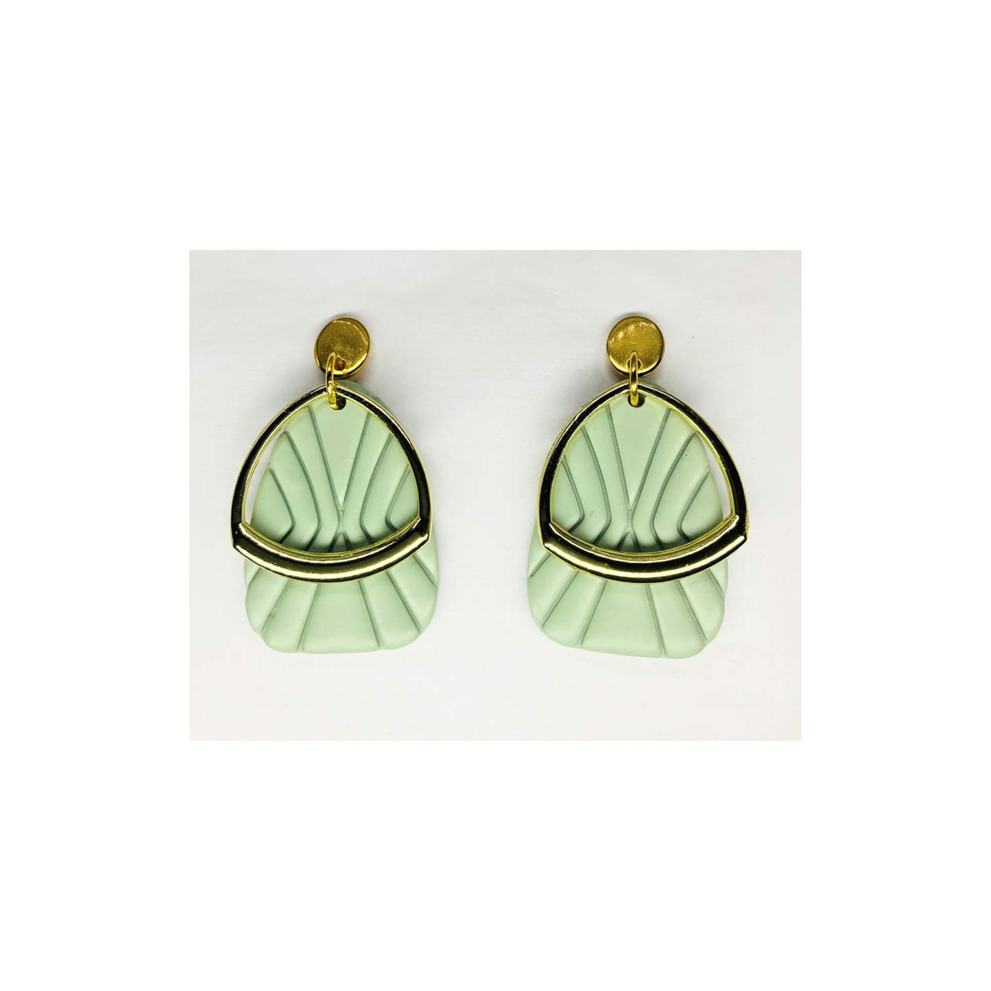 Mint Green Dangle with Gold Embellishment and Gold Stud Earring-Crafting By BB