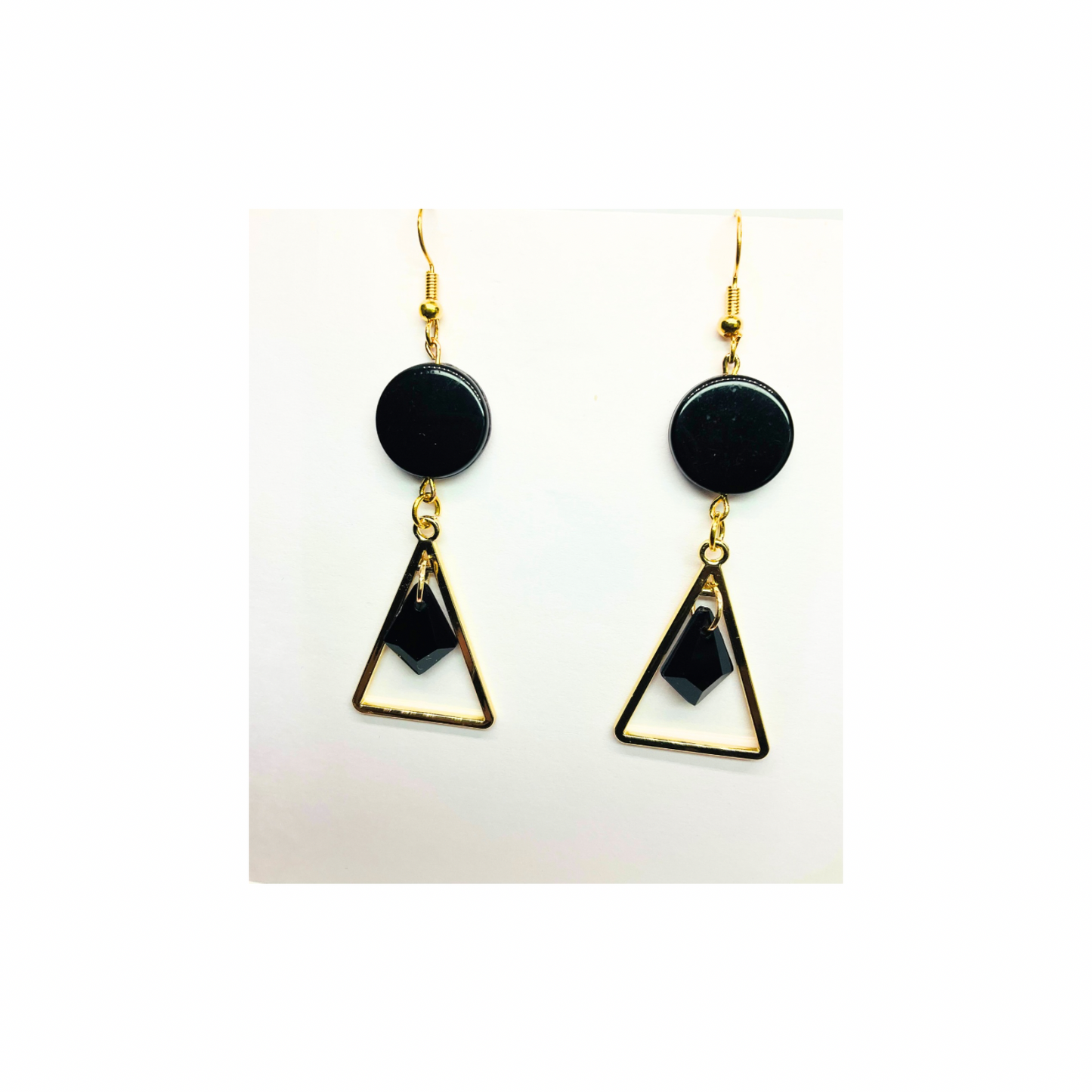 Eclipse Collection Black and Gold Triangle Dangle Earring - Elegant & Versatile Fashion Accessory for Women
