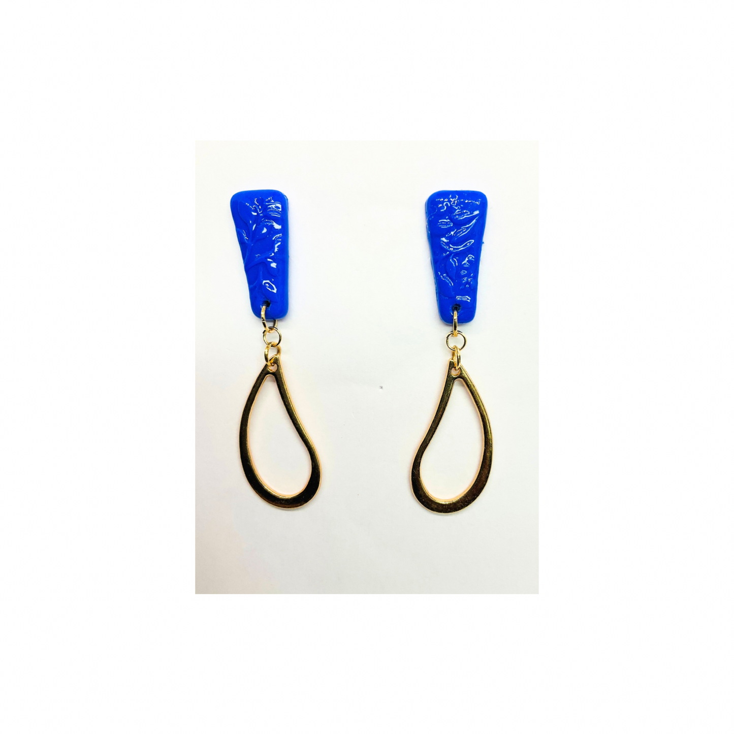 Royal Blue Stud Earrings with Gold Accents