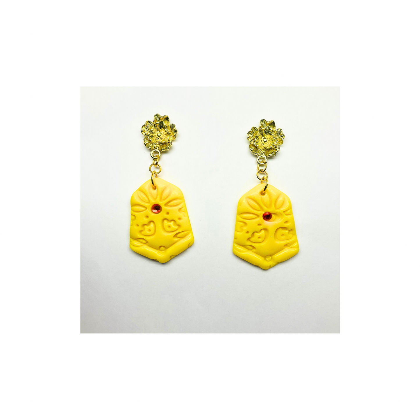 Yellow and Gold Dangle Earring