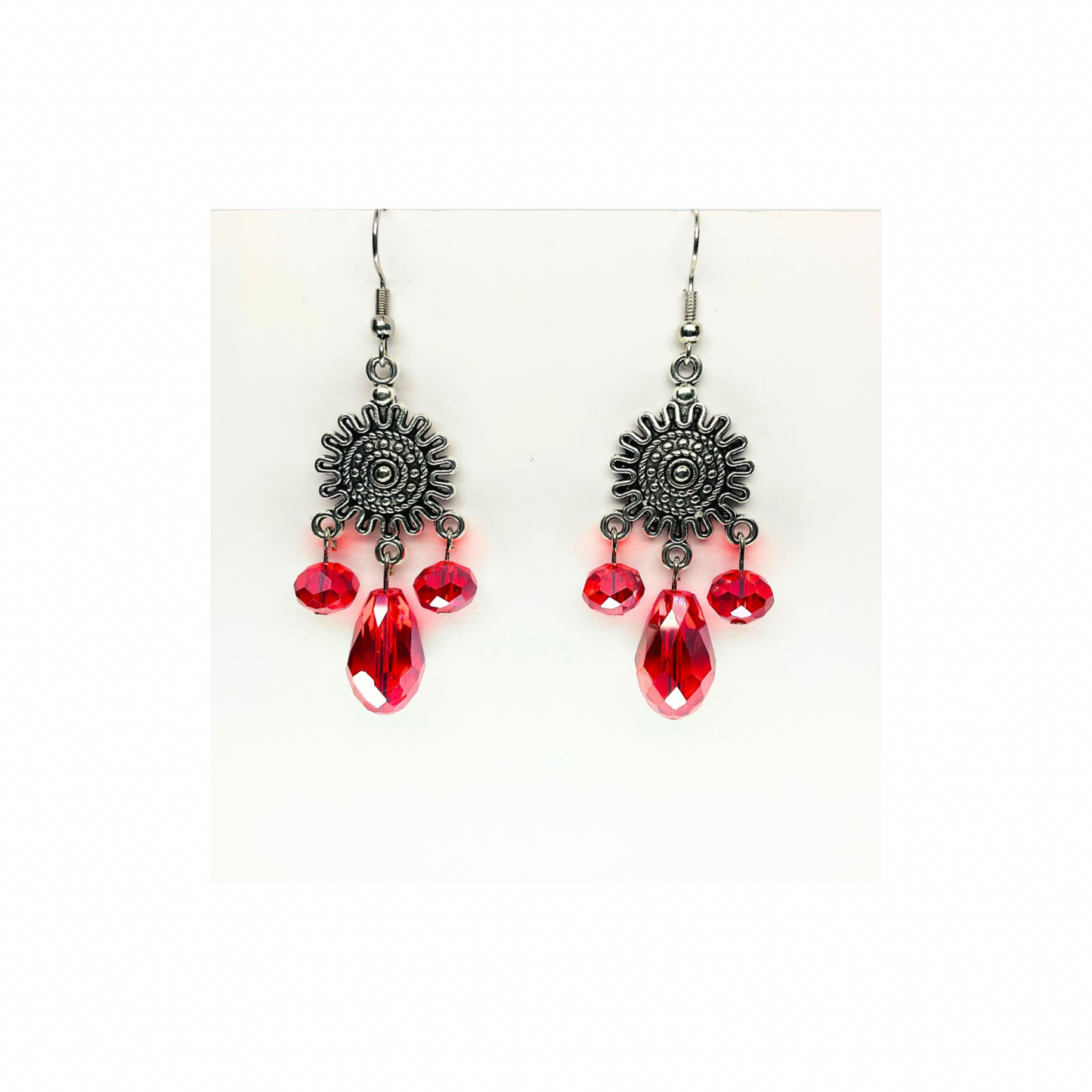 Crystal Chandelier Collection Red Teardrop Dangle Earrings for Female Fashion Accessories