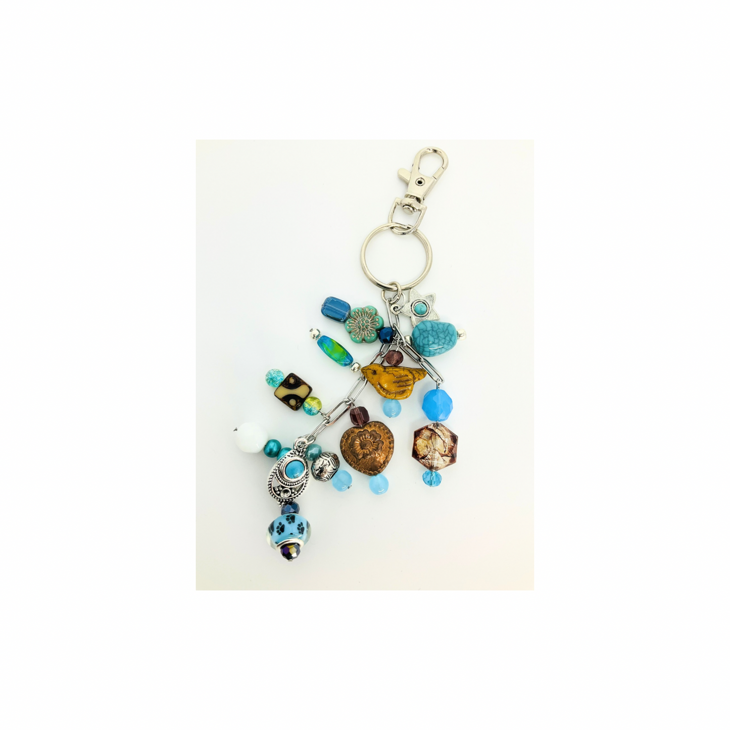 Beaded Purse Charm in Blue and Brown-Crafting By BB