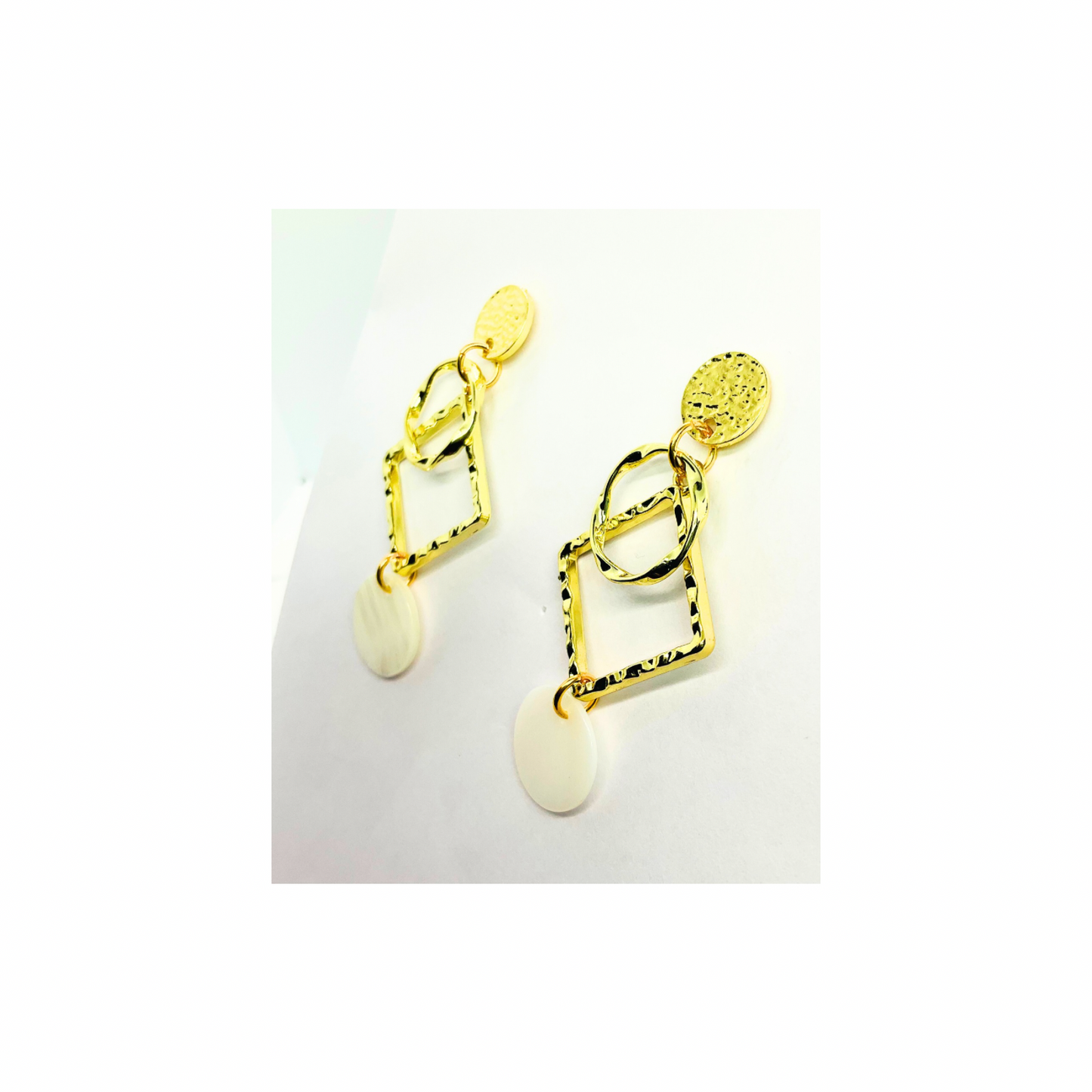 Spot Cream and Gold Collection Stud Dangle Earrings for Female with Unique Design Elements