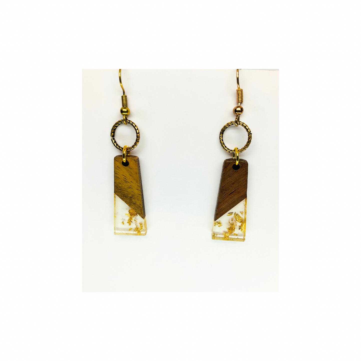 Boho Wood Collection Dangle Earrings for Female - Unique Design with Gold Accents and Wooden Elements