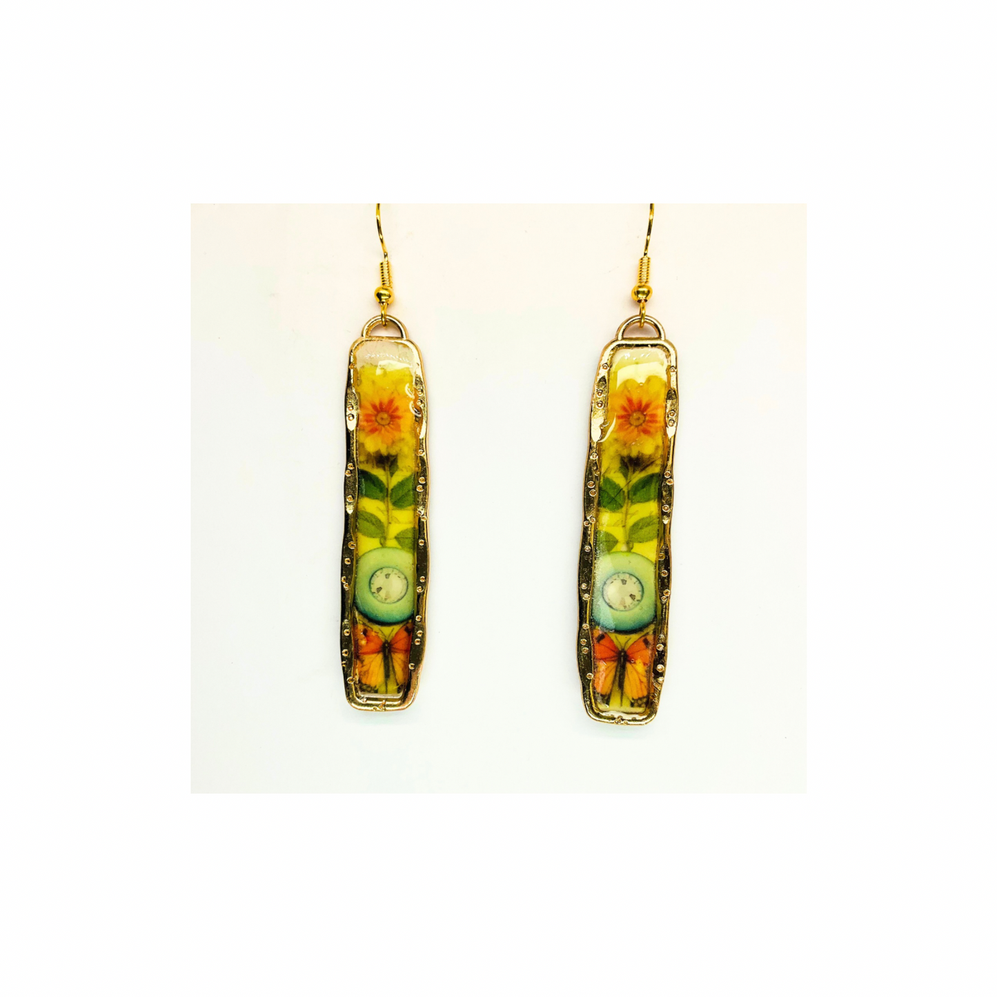 French Garden Collection Gold Bar Floral Dangle Earring