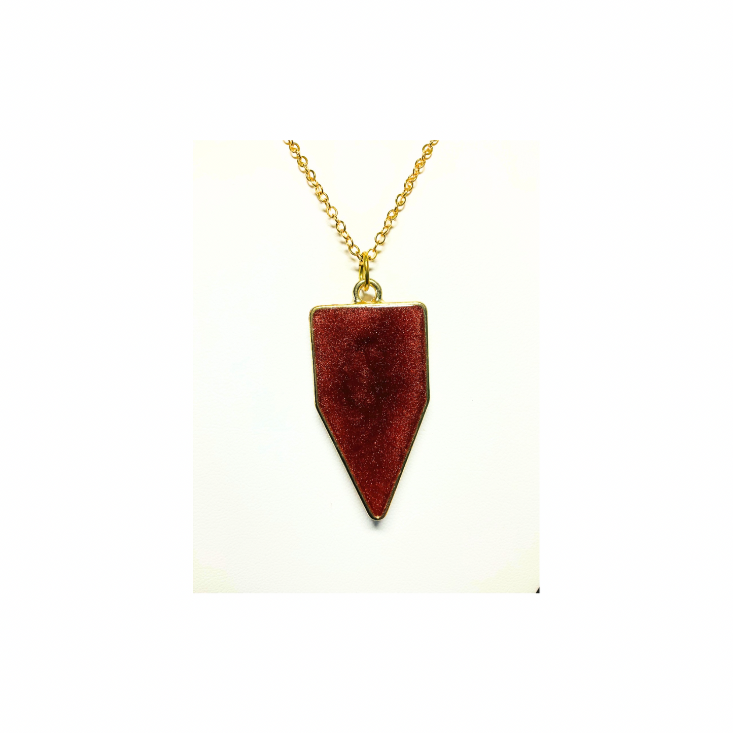 Bronze and Gold Arrow Resin Pendant 18-inch Necklace - Unique Design Jewelry Piece