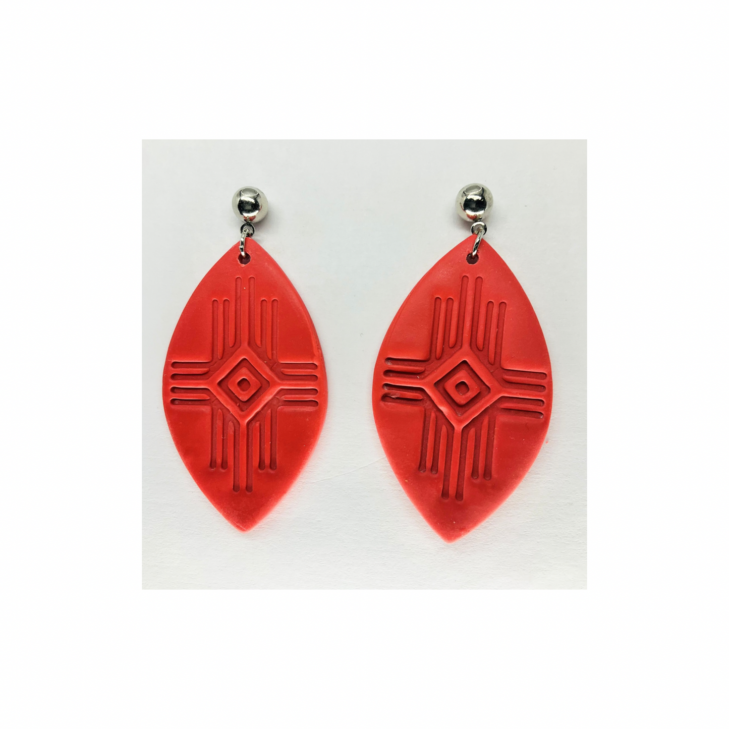 Southwest Geometric Style Dangle with Silver Ball Stud Earrings-Crafting By BB
