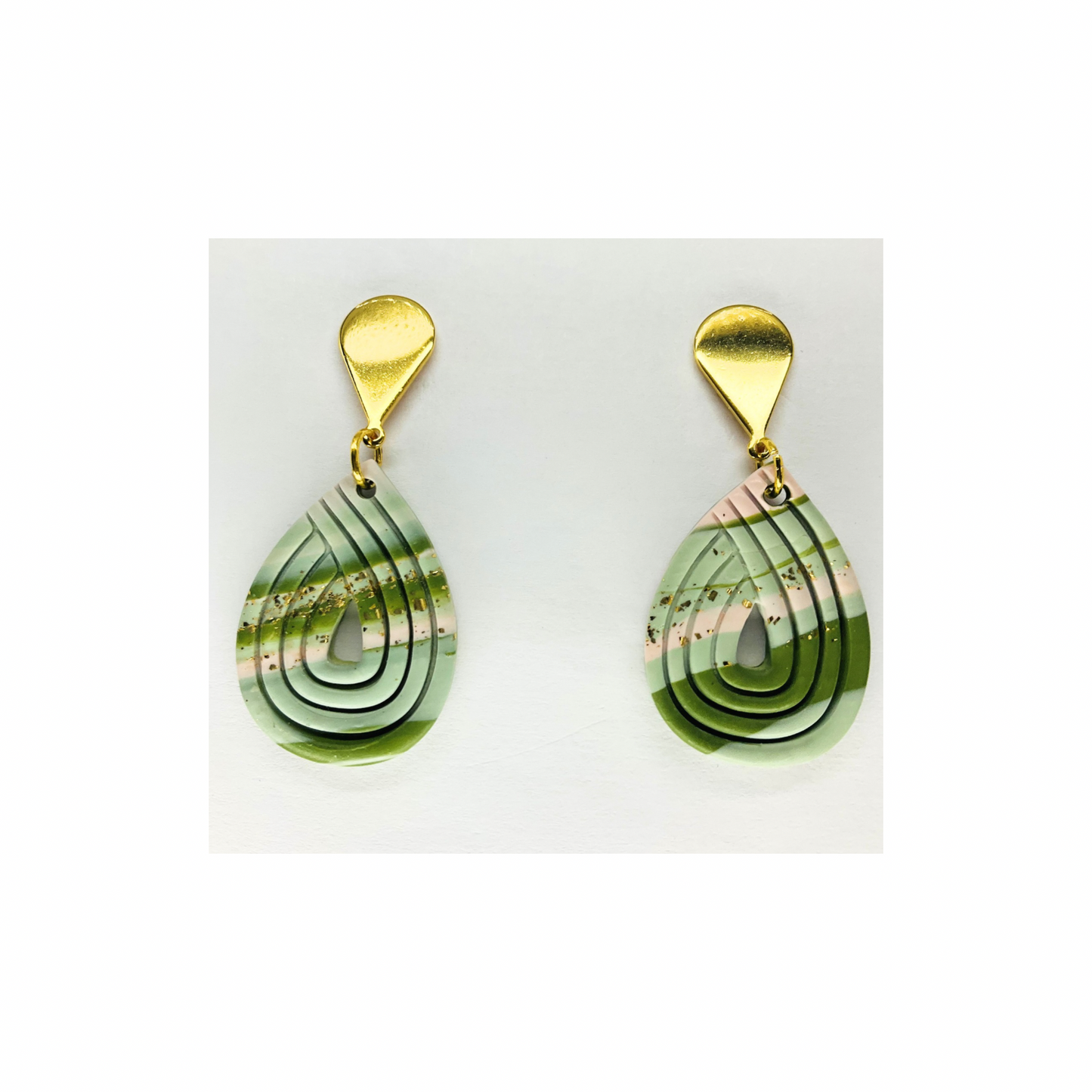 Variegated Teardrop Dangle with Gold Teardrop Earring-Crafting By BB