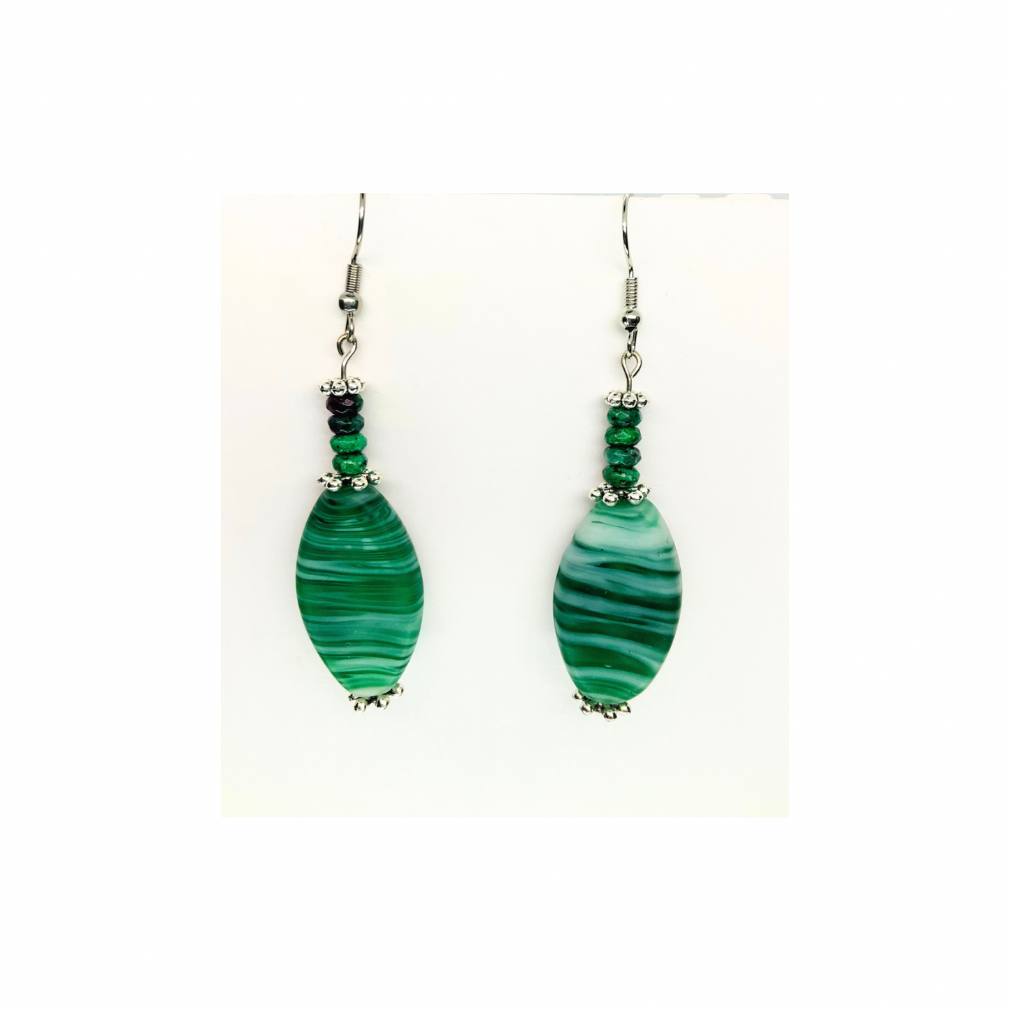 Translucent Green Glass Bead Dangle Earring - Elegant Green Bead Design for Women's Subtle Stylish Accessories