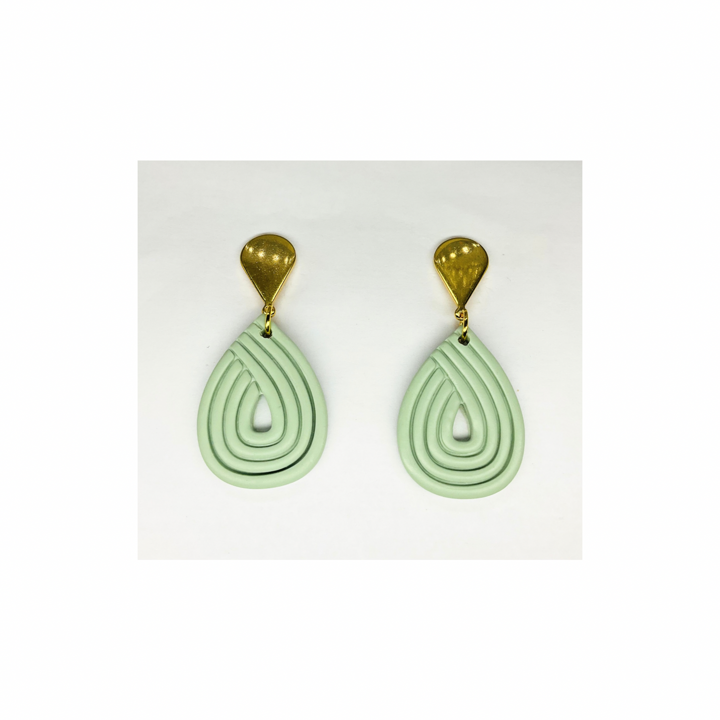Mint Green Teardrop Dangle with Gold Teardrop Stud Earrings-Crafting By BB