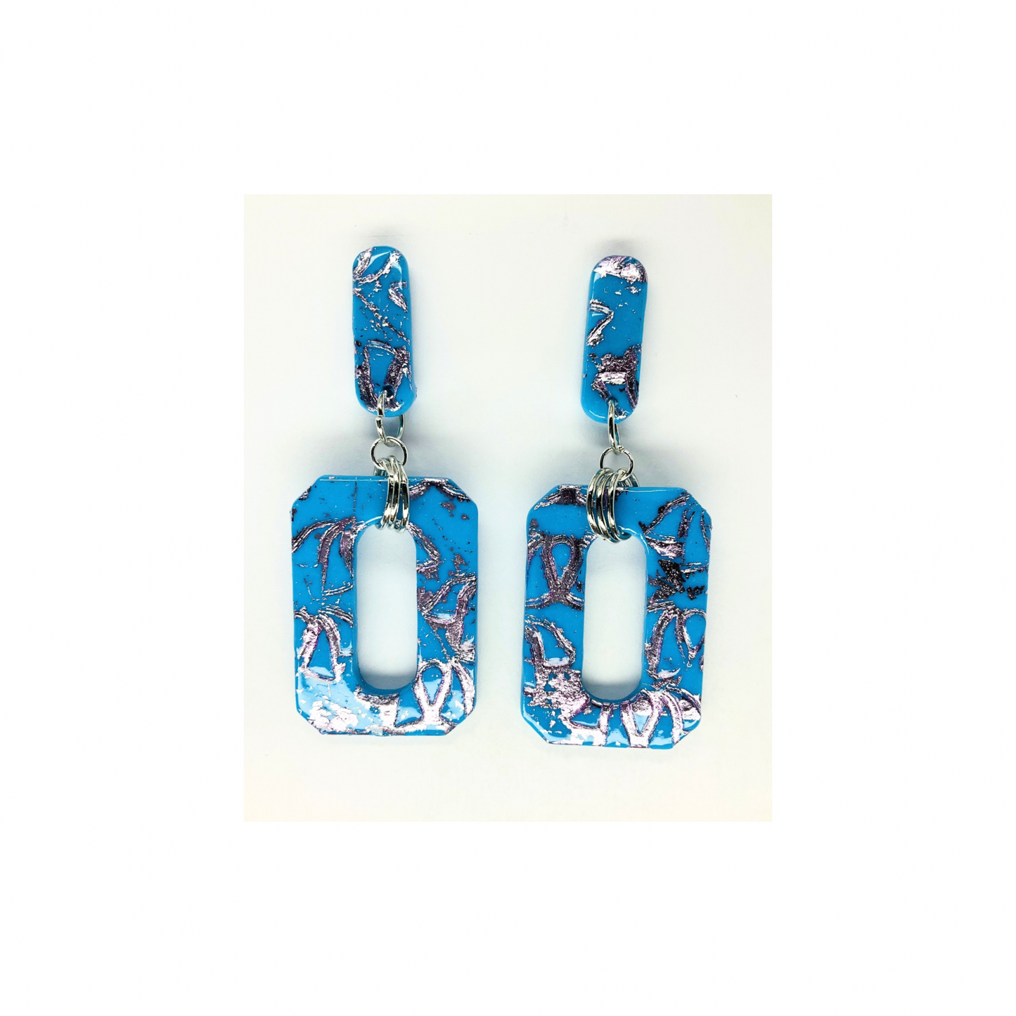Azure Blue Rectangle Stud Dangle Earring-Crafting By BB