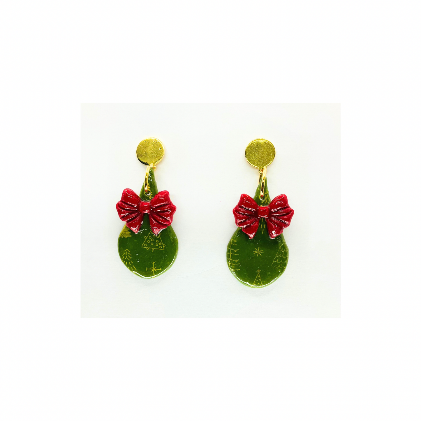 Christmas Teardrop Dangle Earrings: Green & Red Holiday Jewelry