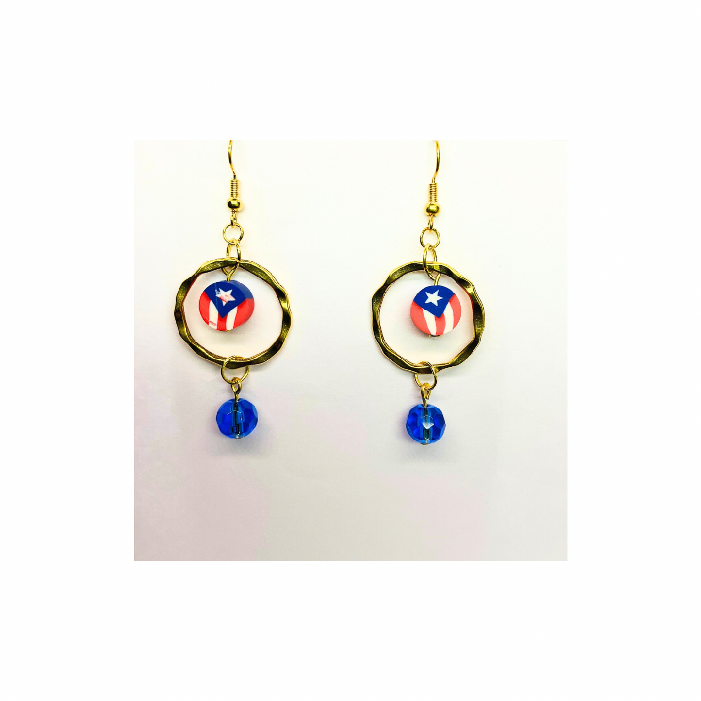 Patriotic Collection Red White Blue Dangle Earring - Vibrant Flag Design for Female Patriotic Occasions