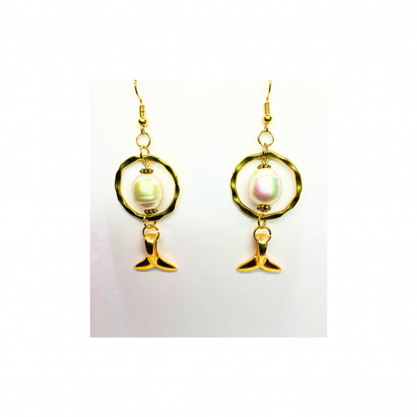 Ocean Collection Charm Mermaid Tail with Pearl Dangle Earring