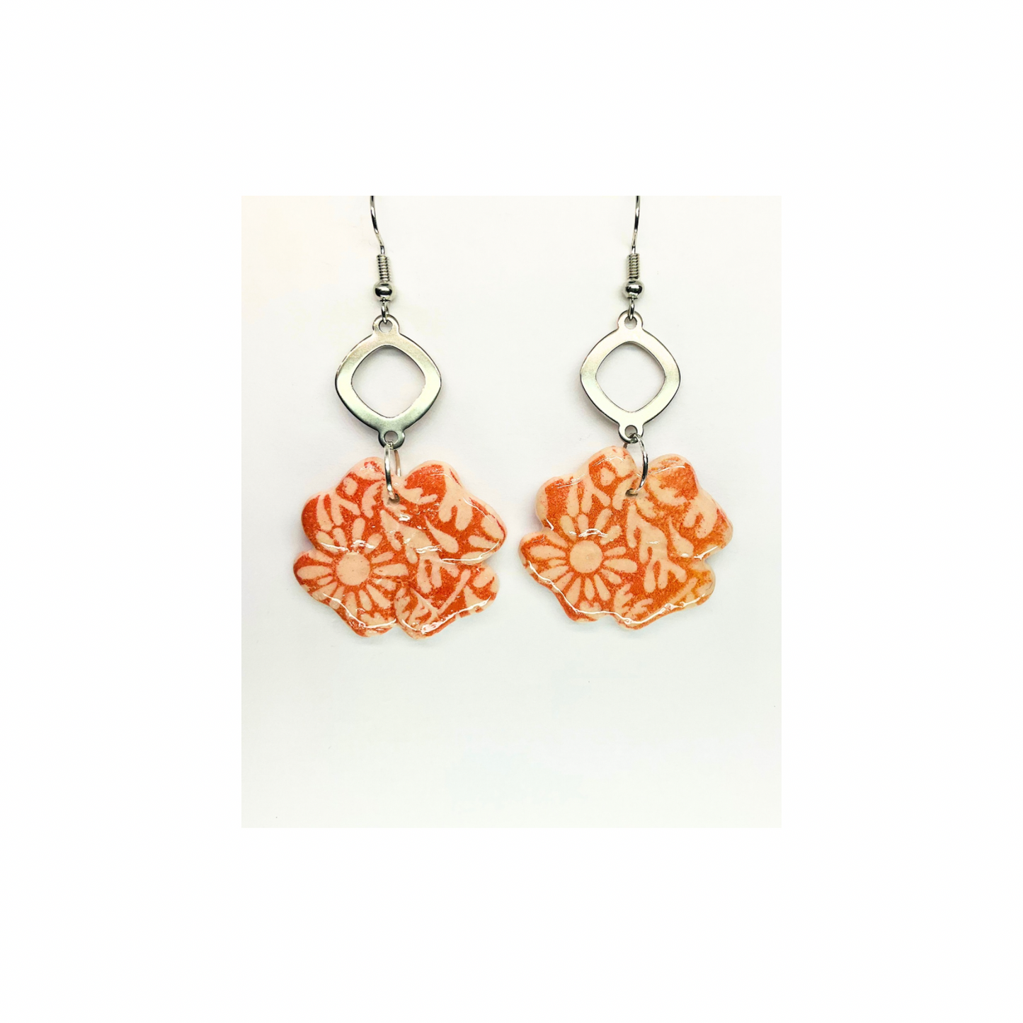 Beach Bloom Collection Salmon Four Conner Flower Dangle Earrings for Female Fashion Accessories