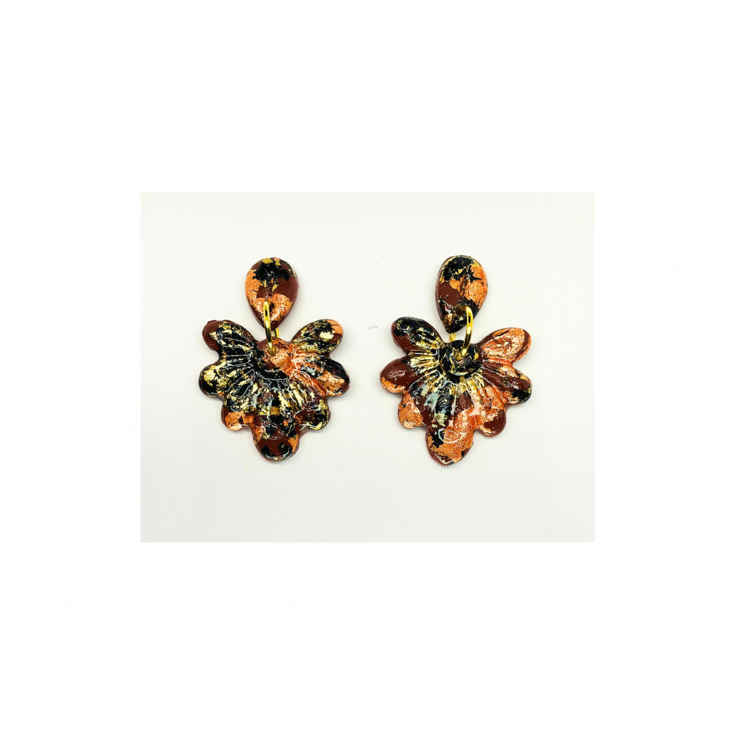 Fall Foil Covered Leaf Bronze and Brown Dangle Earrings - Elegant Leaf Design for Nature Lovers - Versatile & Subtle Accessory for Any Outfit