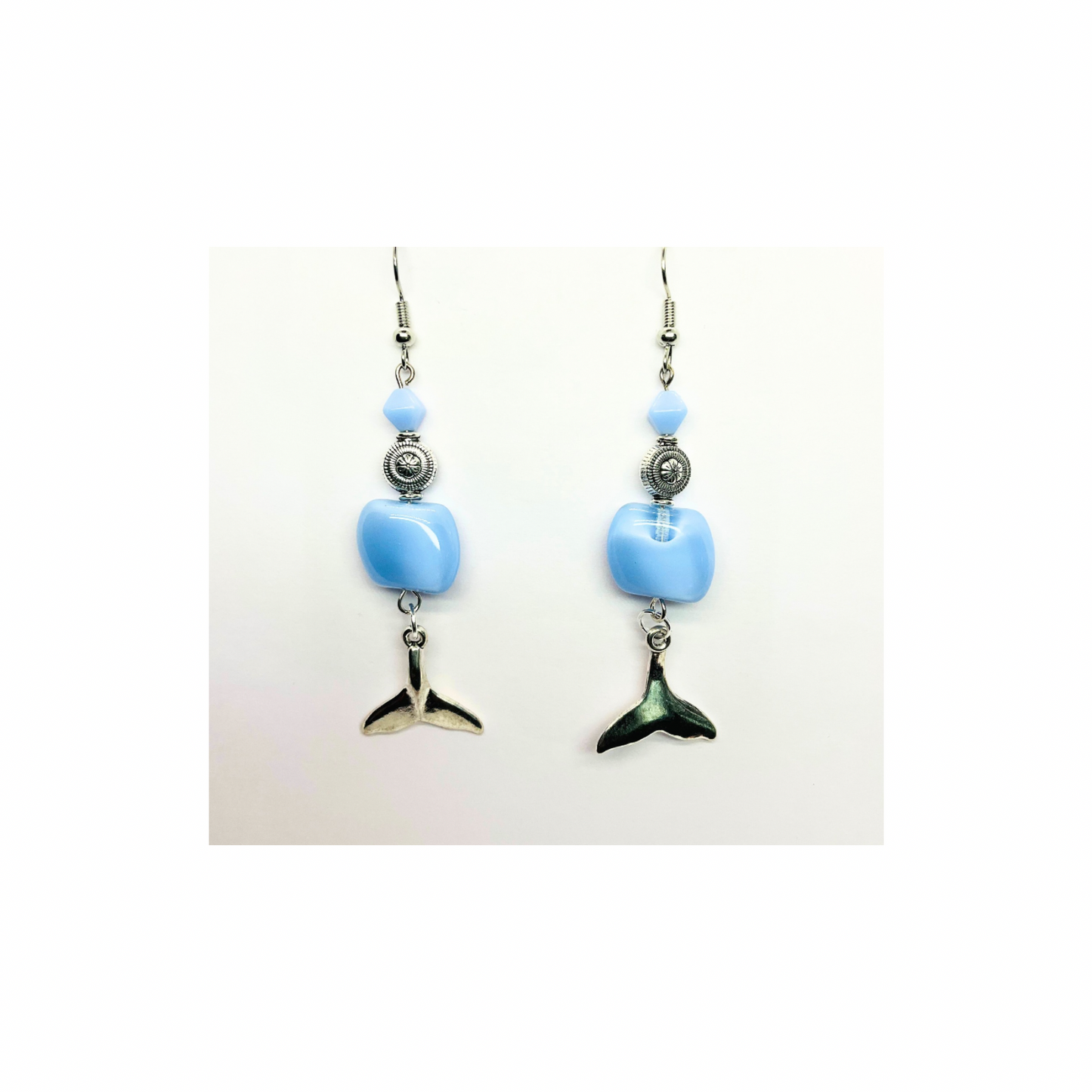 Ocean Collection Light Blue Bead with Mermaid Tail Dangle Earrings for Female Fashion Accessories