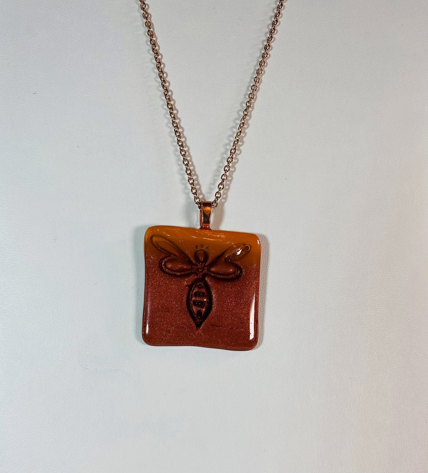 Bronze Stamped Bee Polymer Clay Pendant