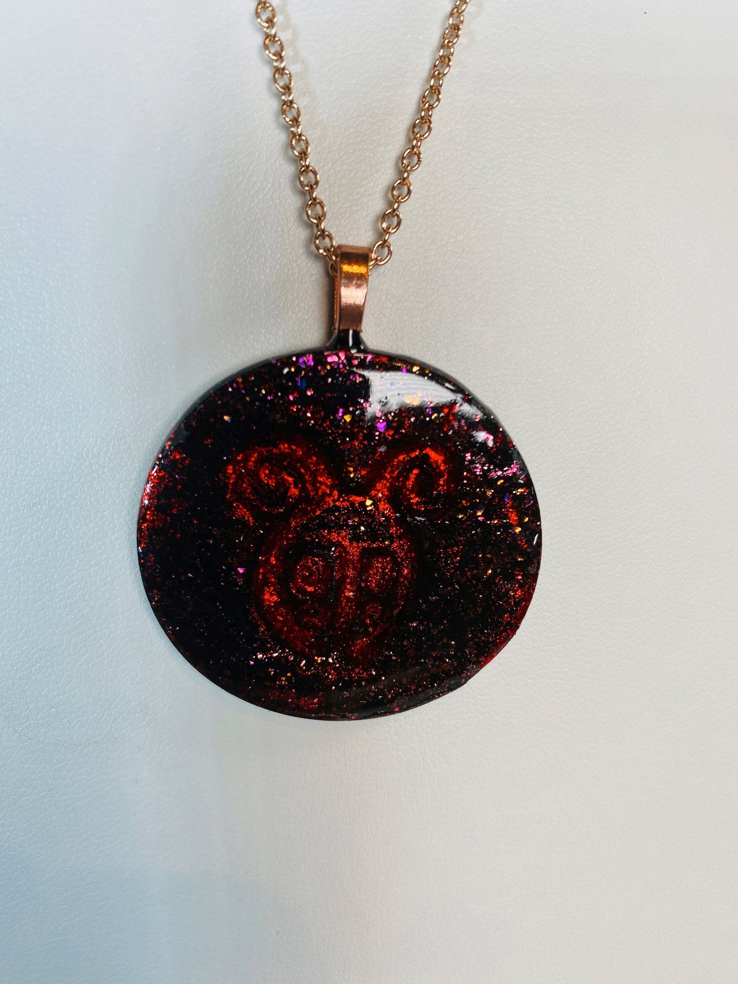 Ladybug Red Gold Leaf Pendant