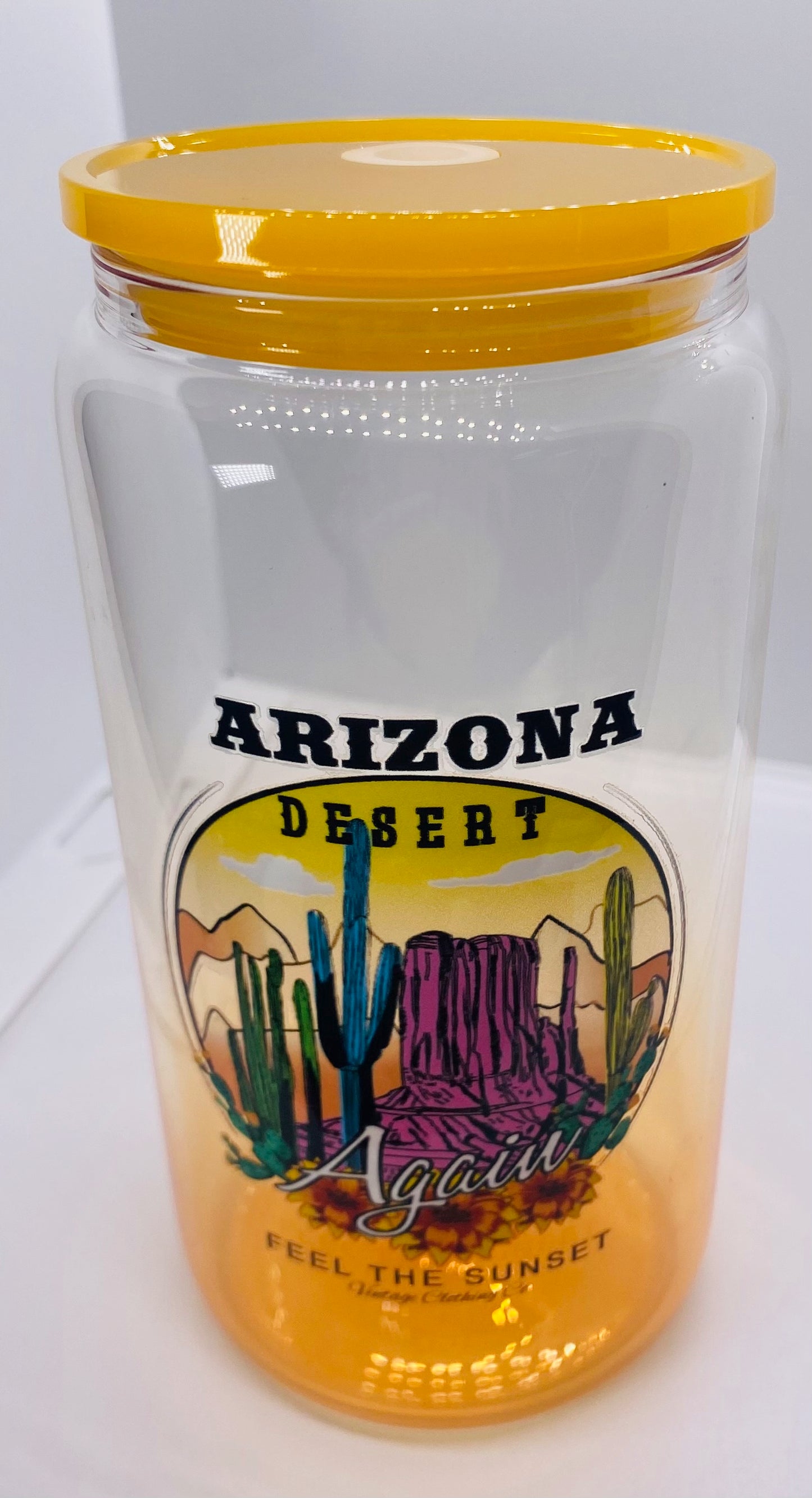 Yellow Gradient 16 ounce Glass Arizona Desert Tumbler