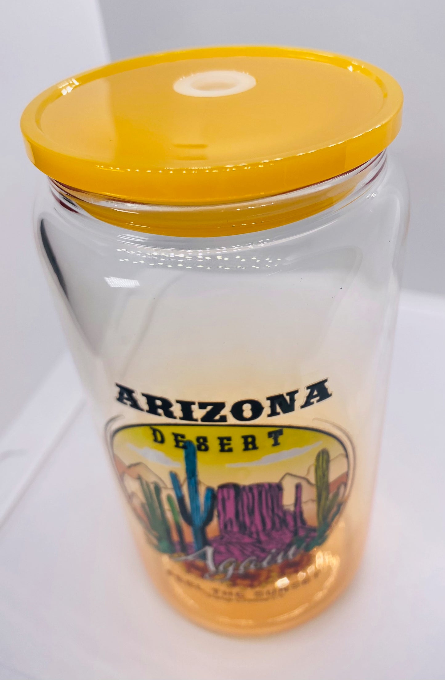 Yellow Gradient 16 ounce Glass Arizona Desert Tumbler