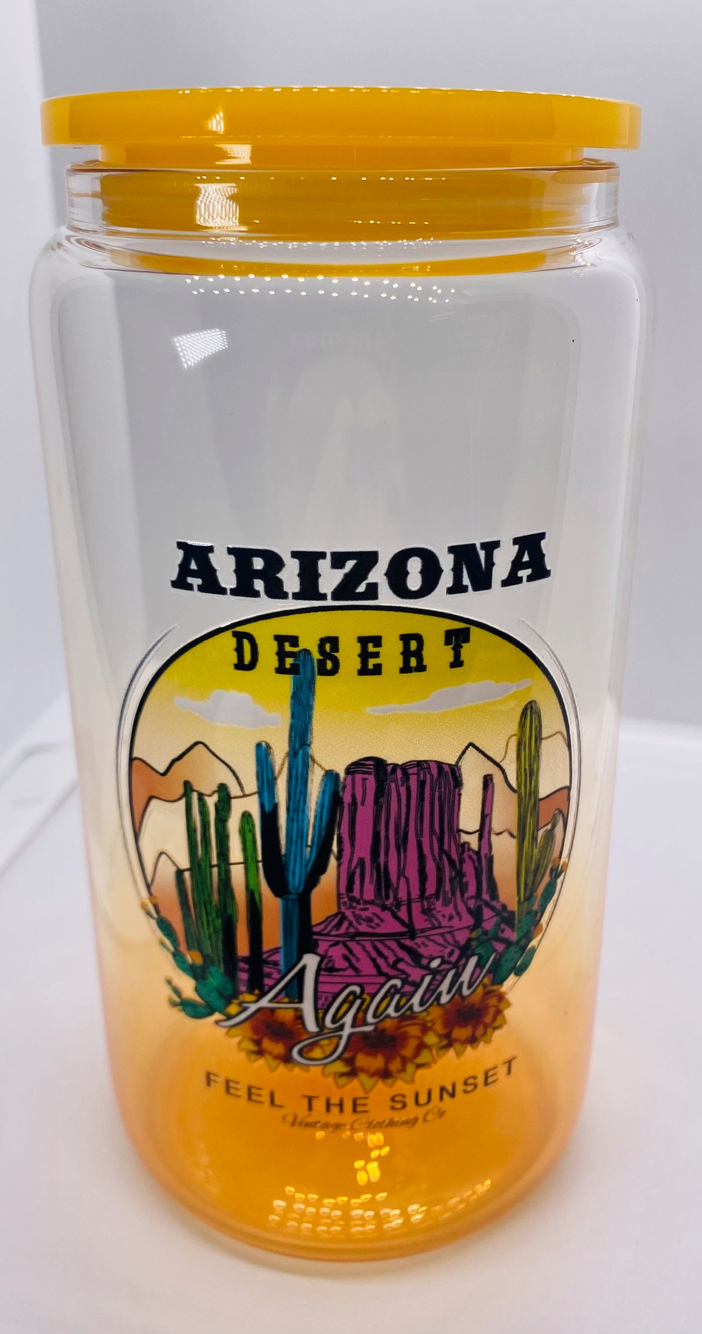 Yellow Gradient 16 ounce Glass Arizona Desert Tumbler