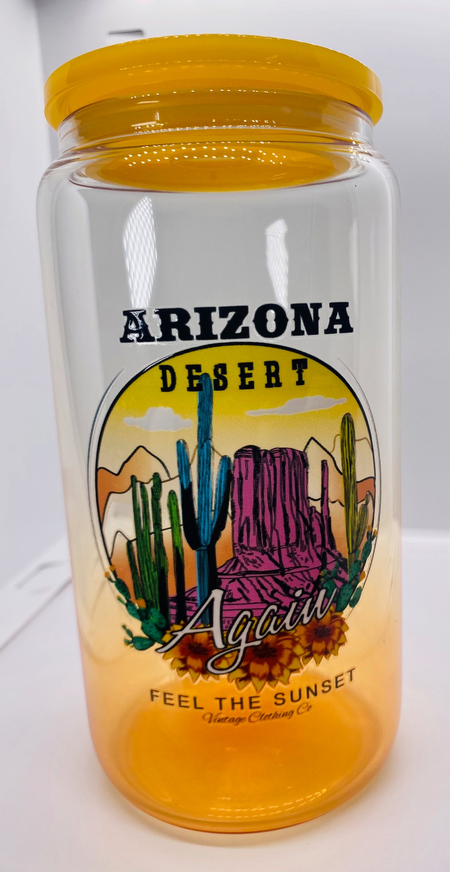 Yellow Gradient 16 ounce Glass Arizona Desert Tumbler