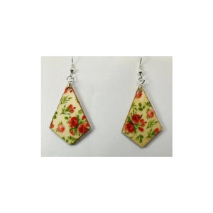 Red Rose Lightweight Wood Dangle Earring